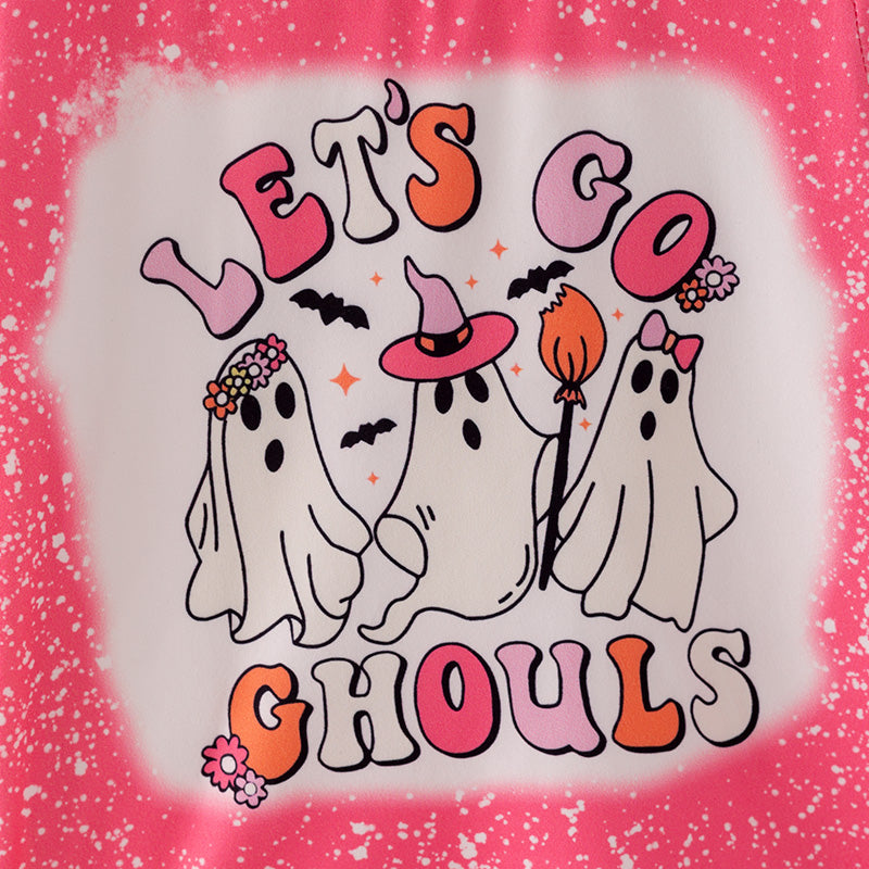 (In Stock E38-1-2)Girls Halloween Ghost Print Top