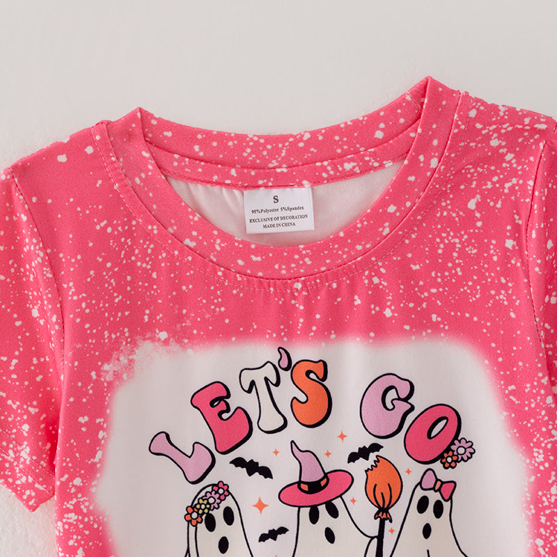 (In Stock E38-1-2)Girls Halloween Ghost Print Top