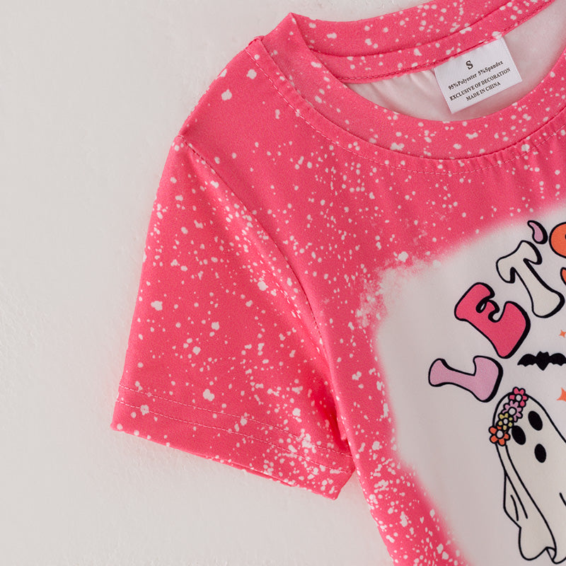 (In Stock E38-1-2)Girls Halloween Ghost Print Top