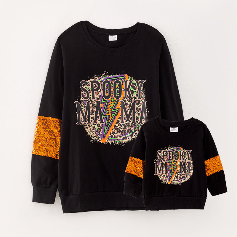 (In Stock E38-4-3)Mommy and Me Halloween Print Top