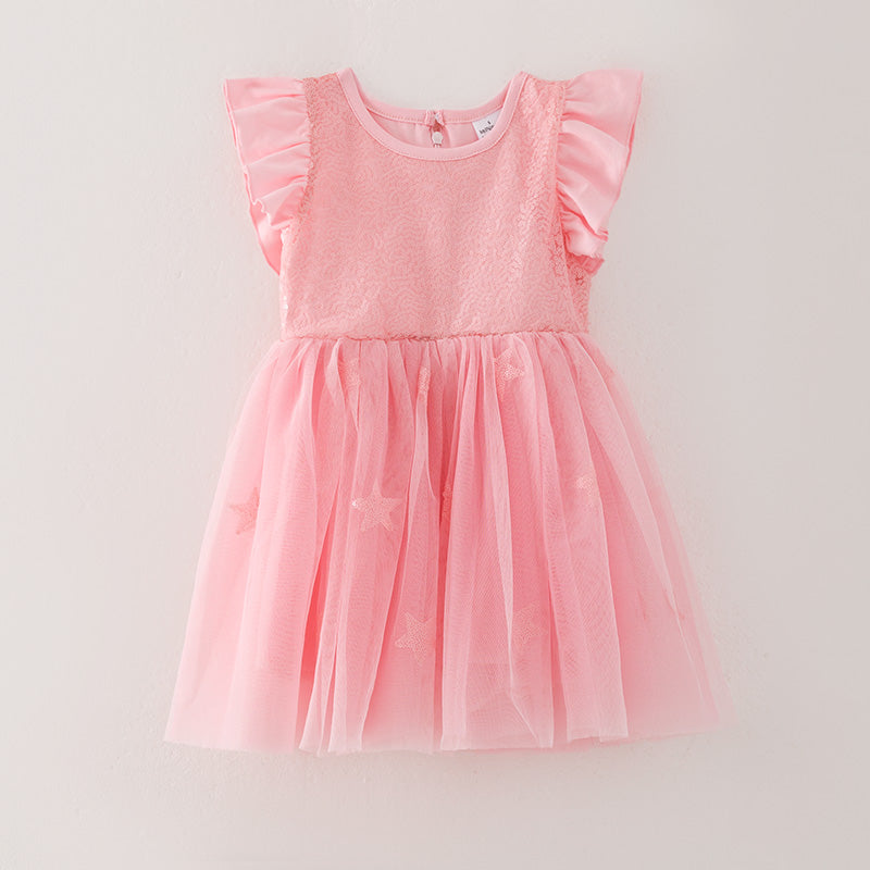 (In Stock G18-4-3)Girls Christmas Pink Sequined Tulle Dress