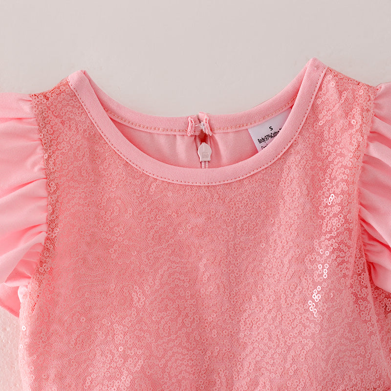 (In Stock G18-4-3)Girls Christmas Pink Sequined Tulle Dress