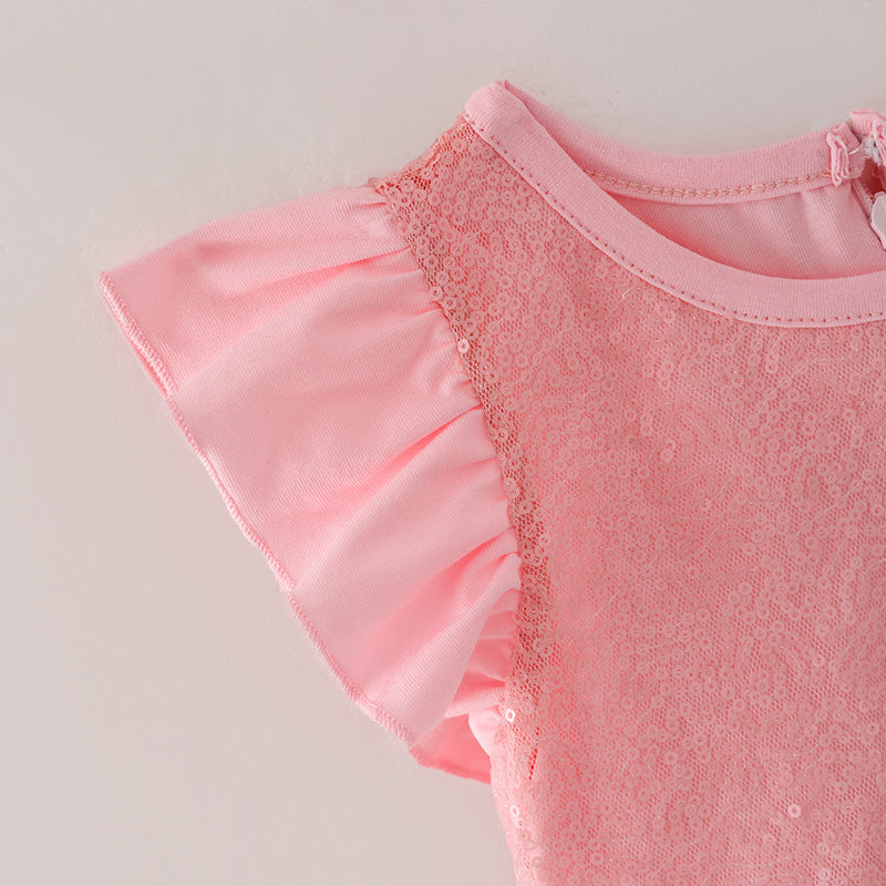 (In Stock G18-4-3)Girls Christmas Pink Sequined Tulle Dress