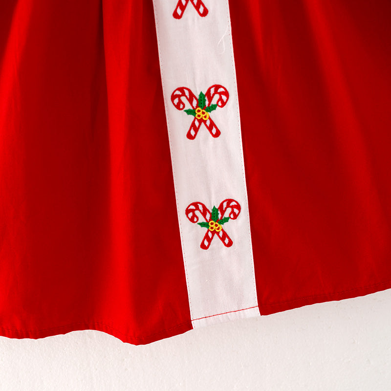 (In Stock)Girls Christmas Embroidery Smocked Dress