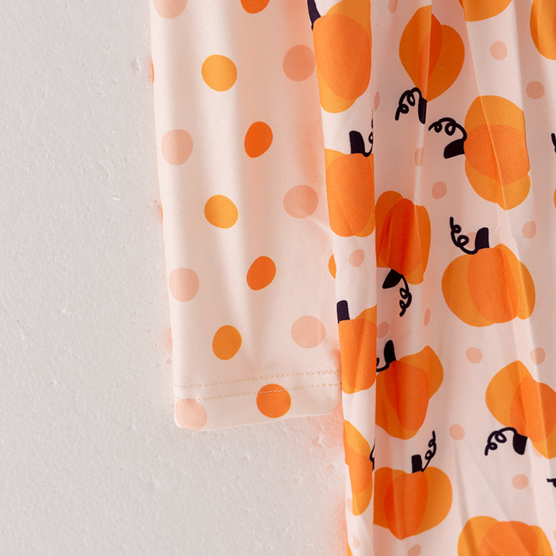 (In Stock E30-6-3)Girls Thanksgiving Print Dress