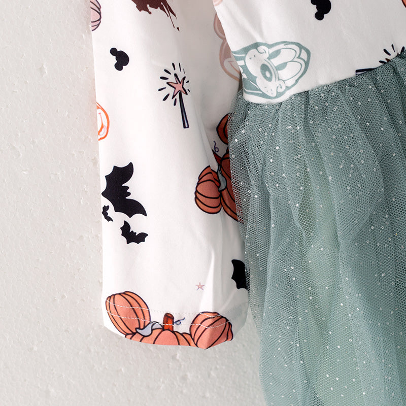 (In Stock E30-6-1)Girls Thanksgiving Cartoon Print Tulle Dress