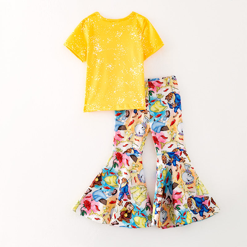 (In Stock)Girls Spring and Summer Princess Print Outfit Set
