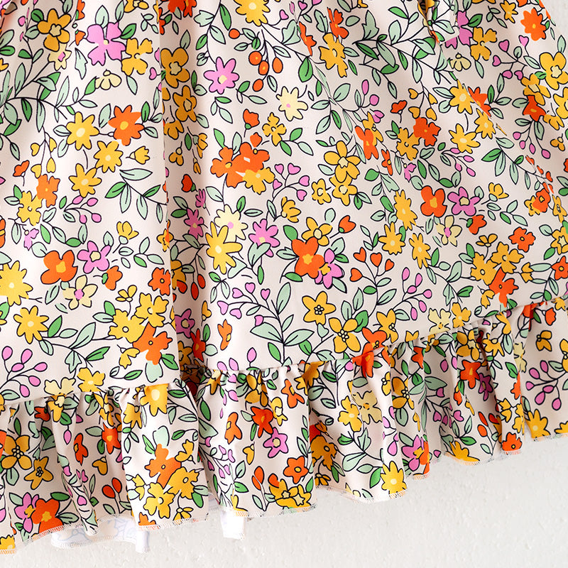 (In Stock)Girls Spring and Summer Floral Print Dress