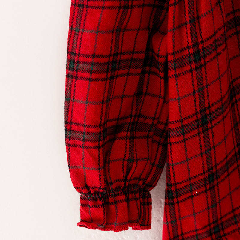 (In Stock L34-3-2)Baby Girls Christmas Red Plaid Bloomer Set