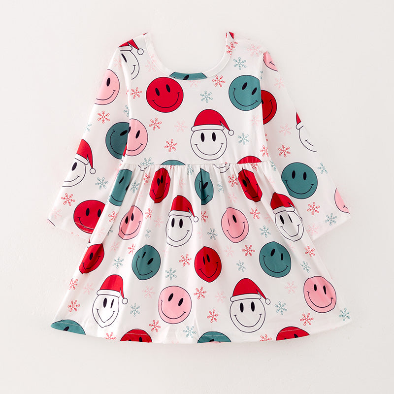 (In Stock L29-5-1)Girls Christmas Print Dress