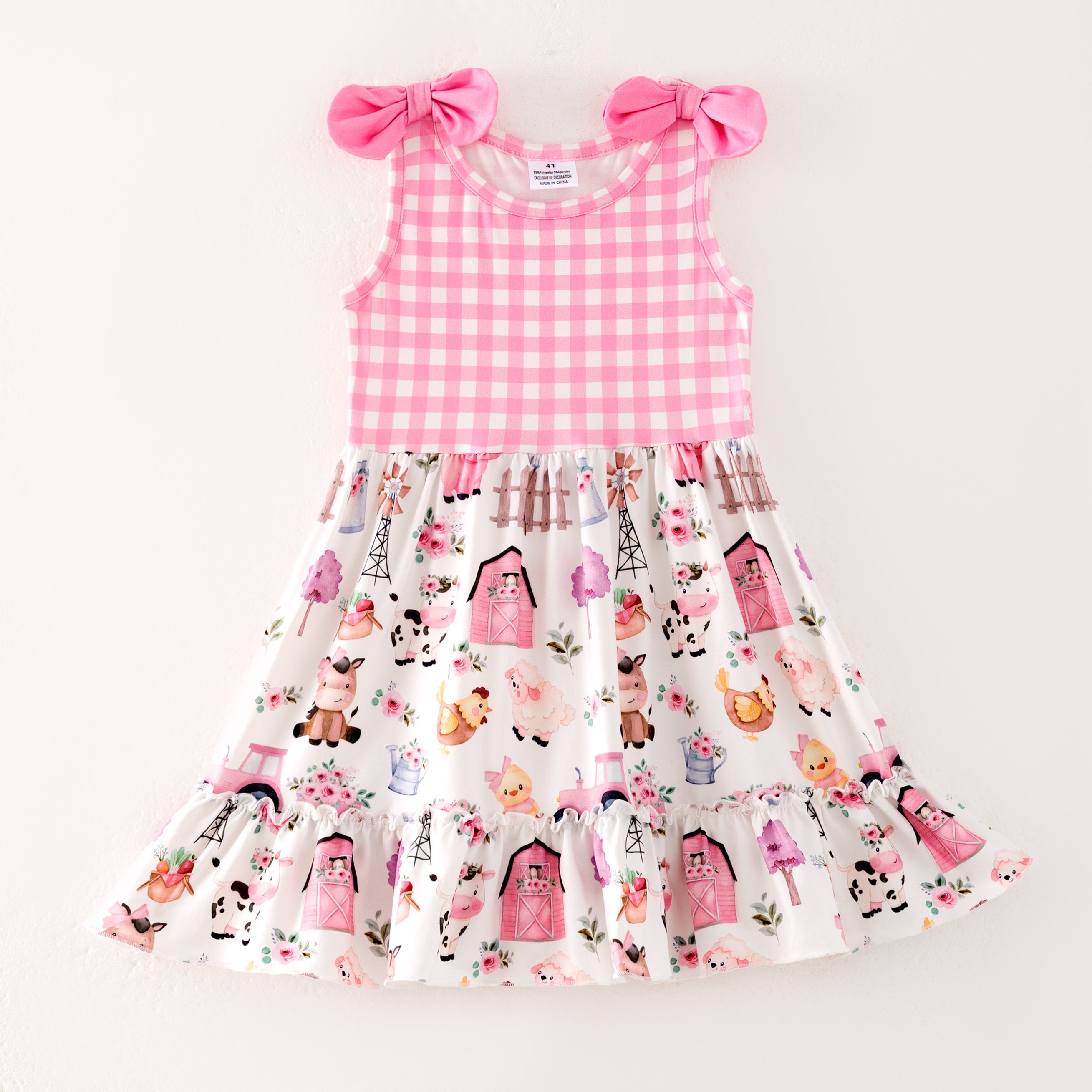 (Pre Order)Girls Spring and Summer Farm&Puppy Print Dress