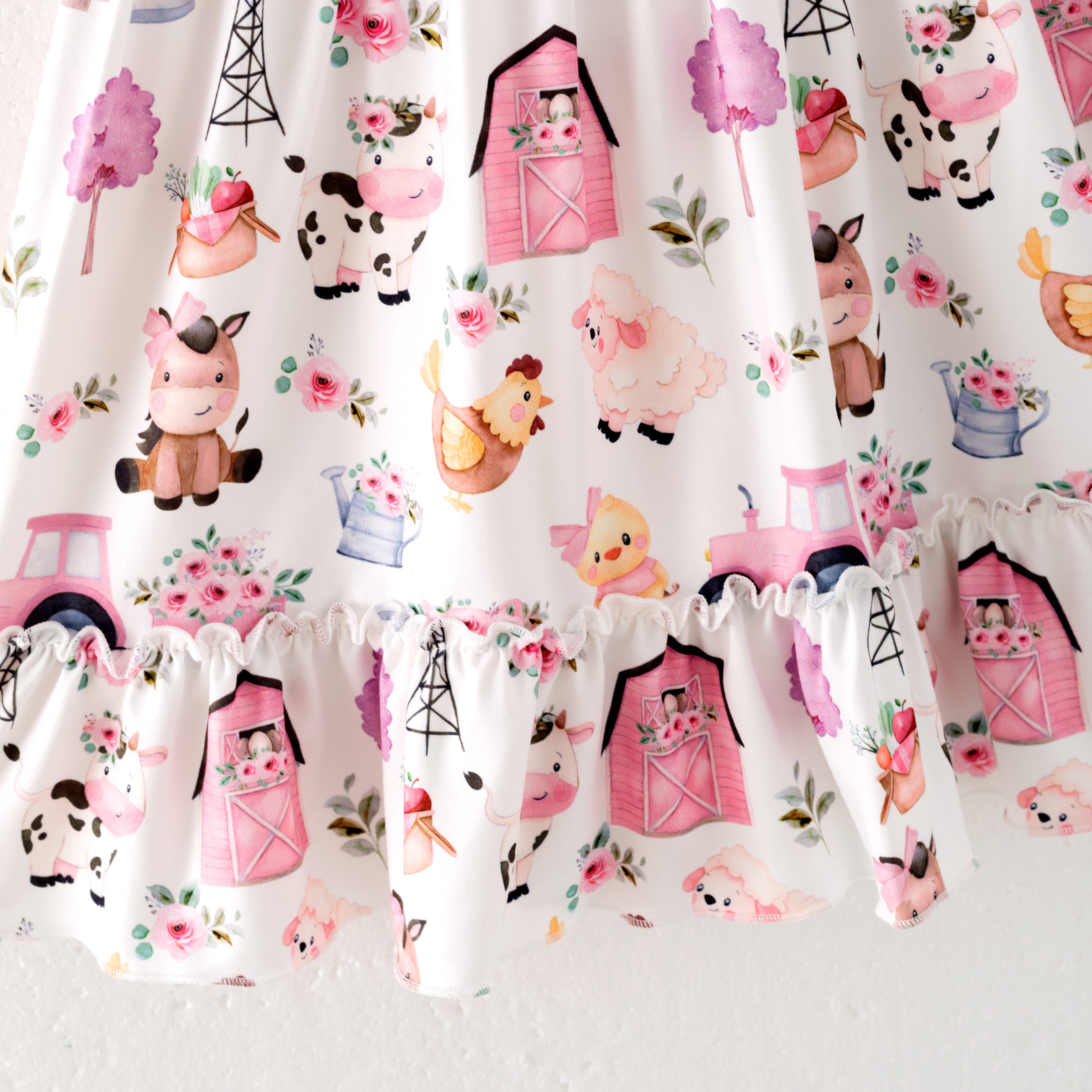 (Pre Order)Girls Spring and Summer Farm&Puppy Print Dress