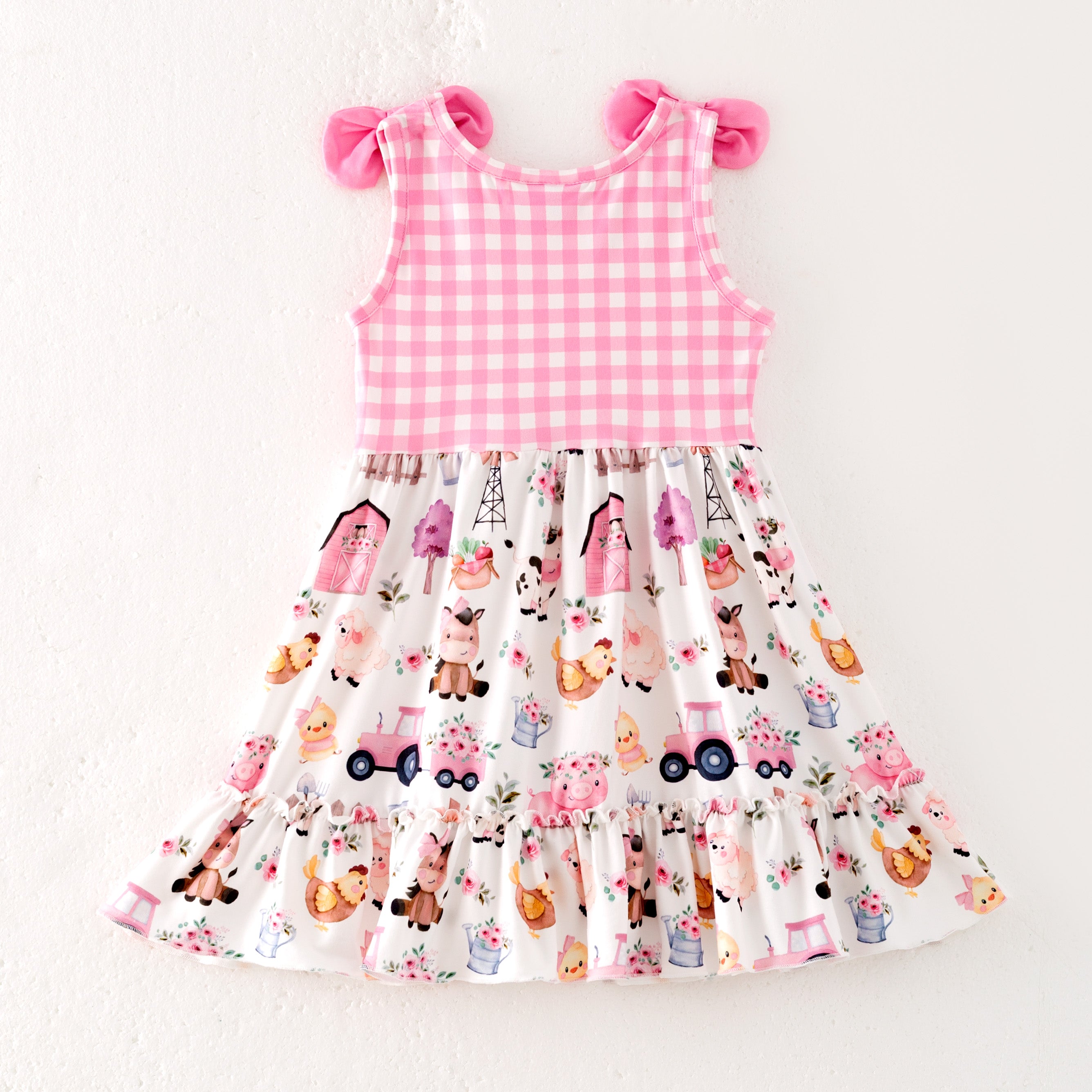 (Pre Order)Girls Spring and Summer Farm&Puppy Print Dress