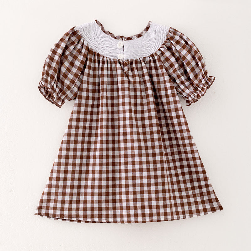 (In Stock L20-2-1)Girls Thanksgiving Embroidery Smocked Dress