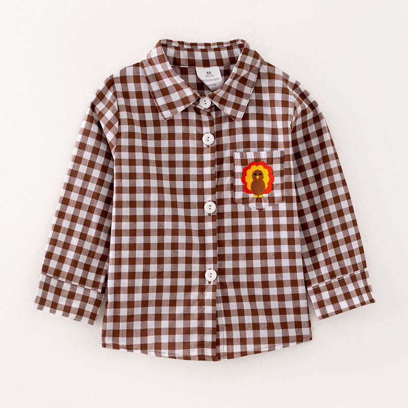 (In Stock L23-2-3)Boys Thanksgiving Embroidery Shirt