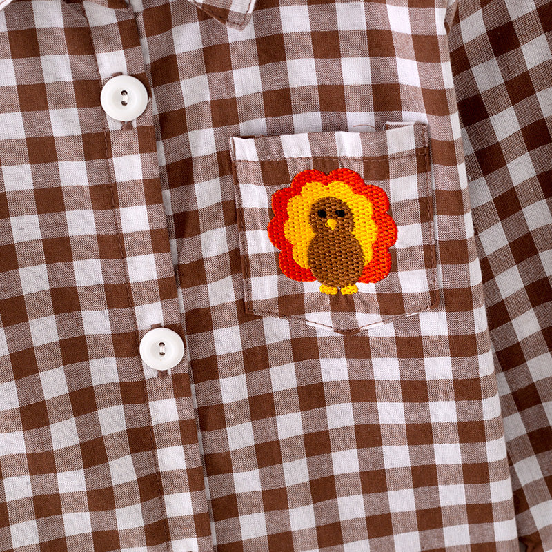 (In Stock L23-2-3)Boys Thanksgiving Embroidery Shirt