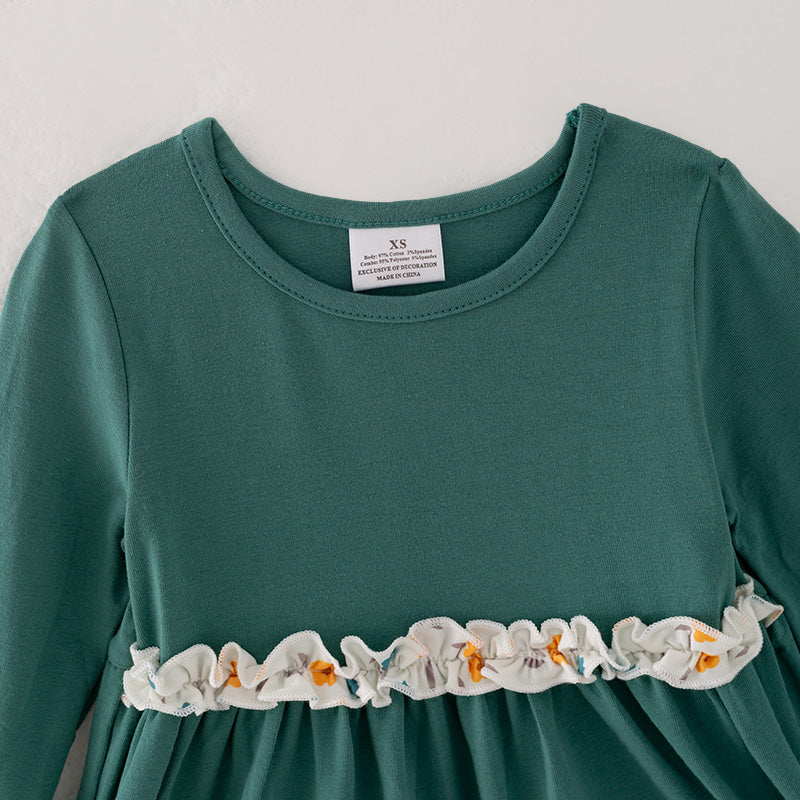 (In Stock Q6-3-1)Girls Thanksgiving Applique Cotton Dress