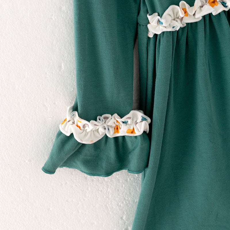 (In Stock Q6-3-1)Girls Thanksgiving Applique Cotton Dress