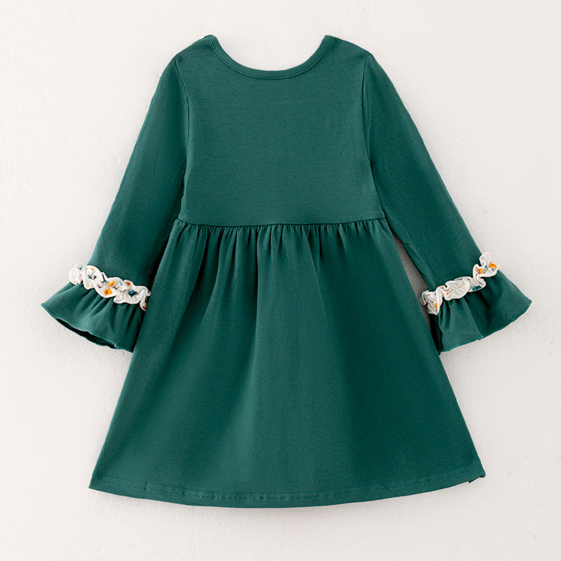 (In Stock Q6-3-1)Girls Thanksgiving Applique Cotton Dress