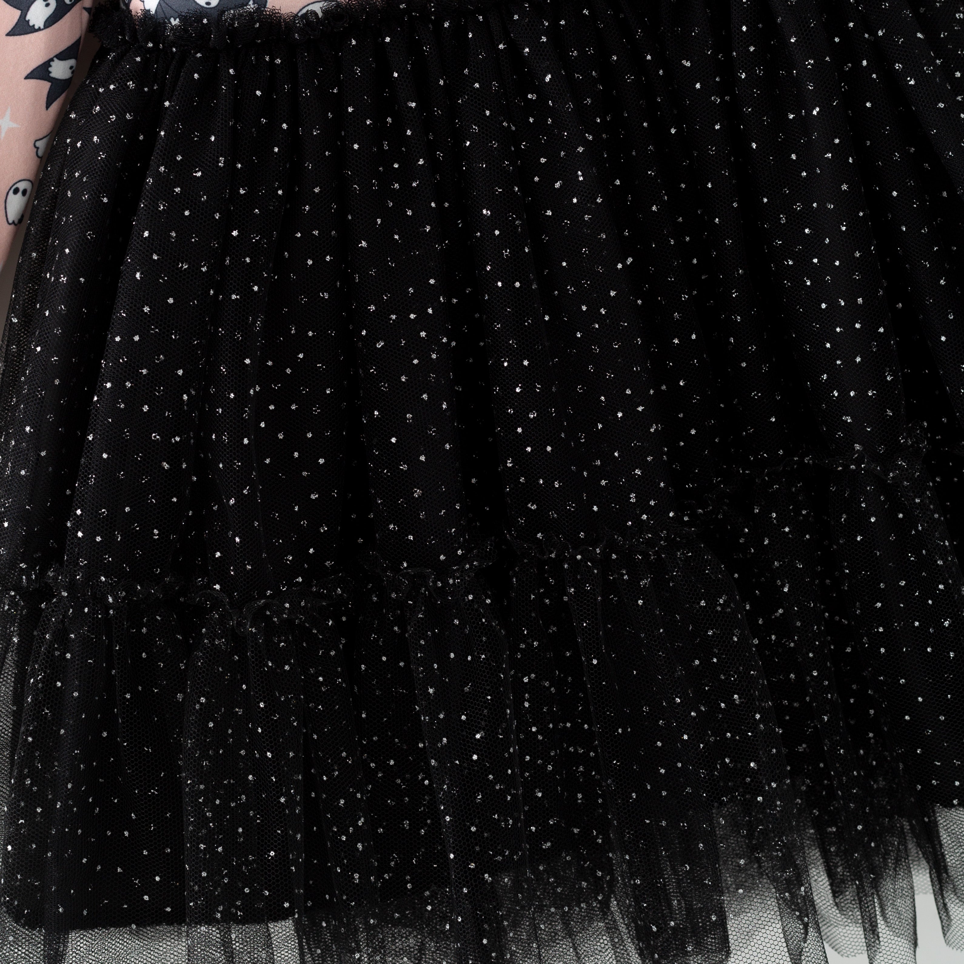 (In Stock)Girls Halloween Ghost Print Tulle Dress