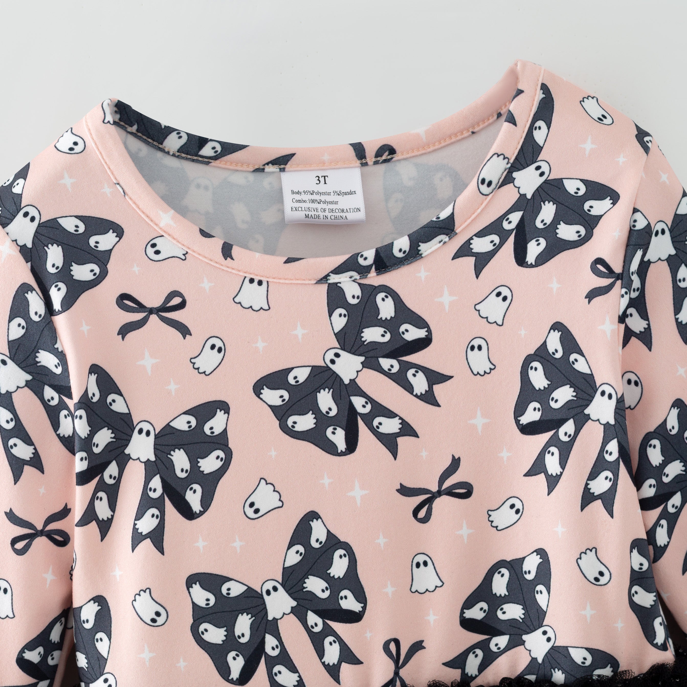 (In Stock)Girls Halloween Ghost Print Tulle Dress