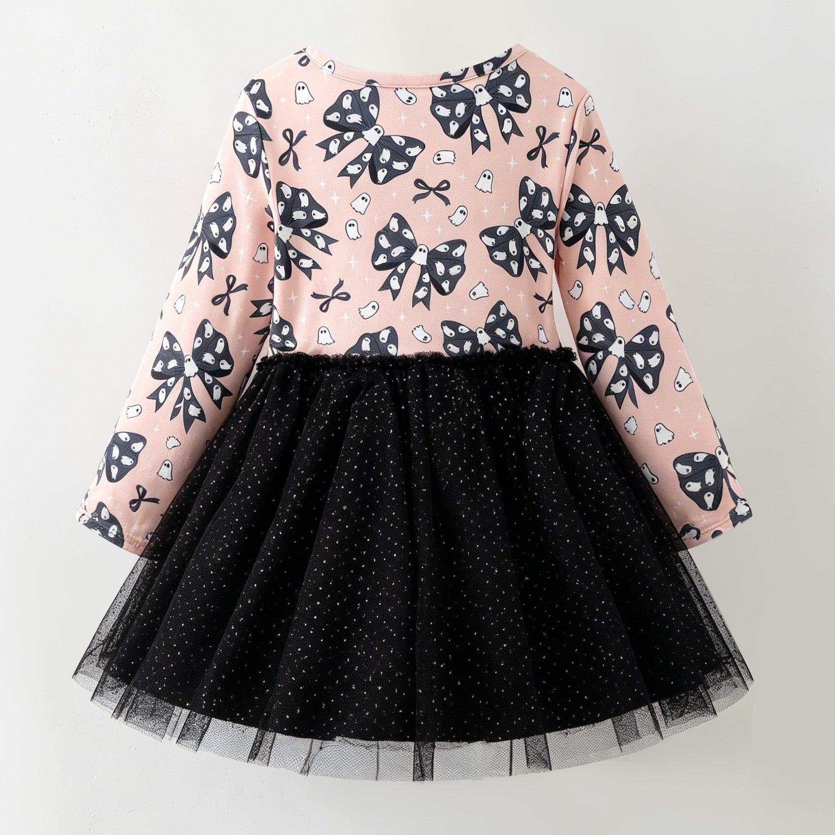 (In Stock)Girls Halloween Ghost Print Tulle Dress