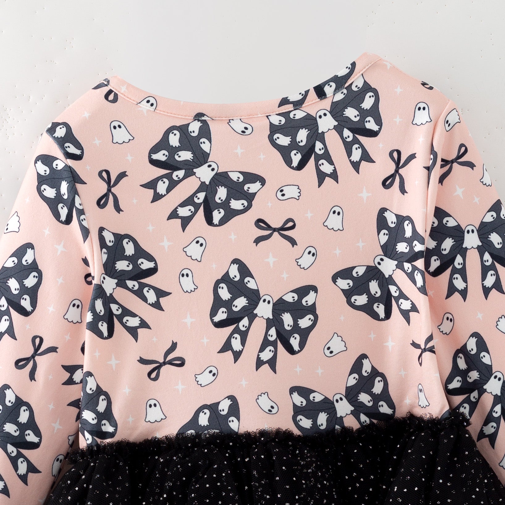 (In Stock)Girls Halloween Ghost Print Tulle Dress