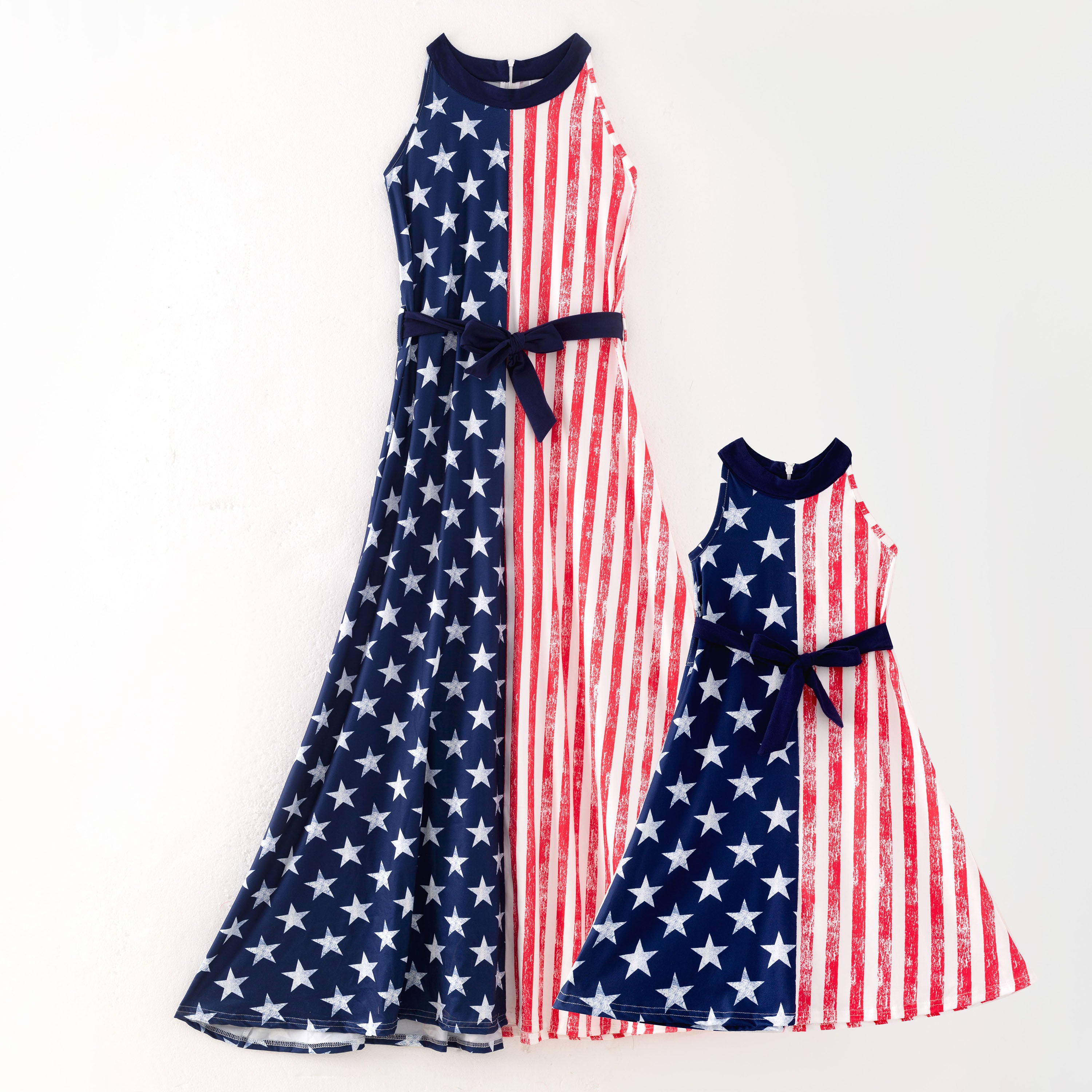 (In Stock)Mommy and Me Patriotic Print Strap MAXI dress