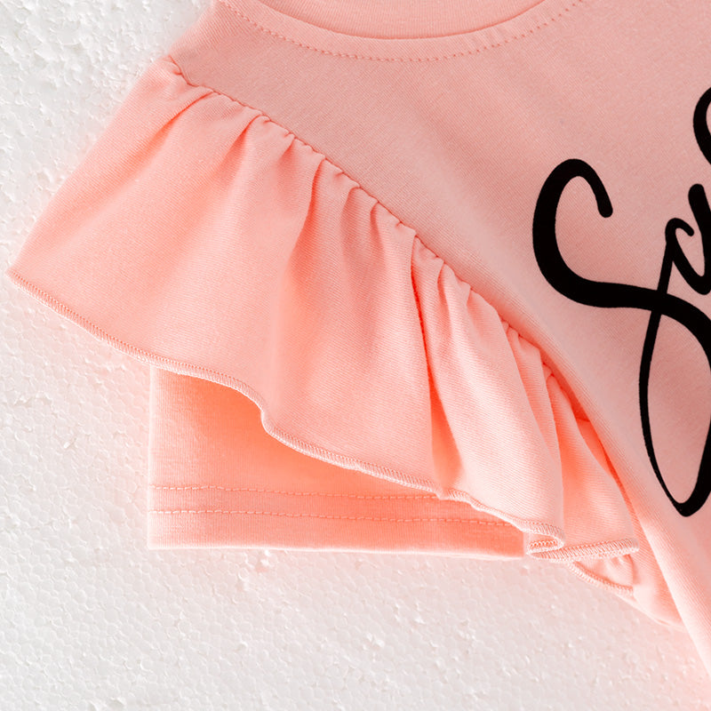 (In Stock)Girls Spring and Summer Sassy Print Shorts Set