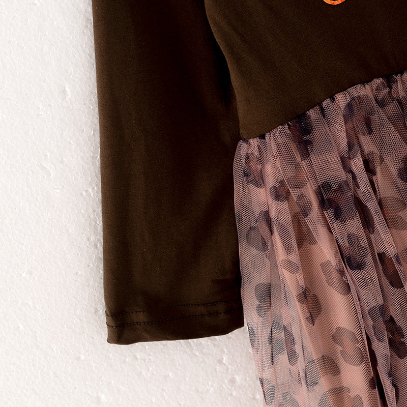 (In Stock Q5-1-2)Girls Thanksgiving Applique Tulle Dress