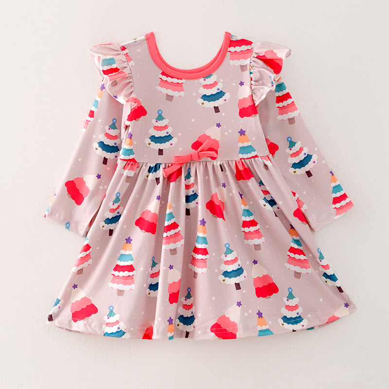 (In Stock L8-2-3)Girls Christmas Print Dress