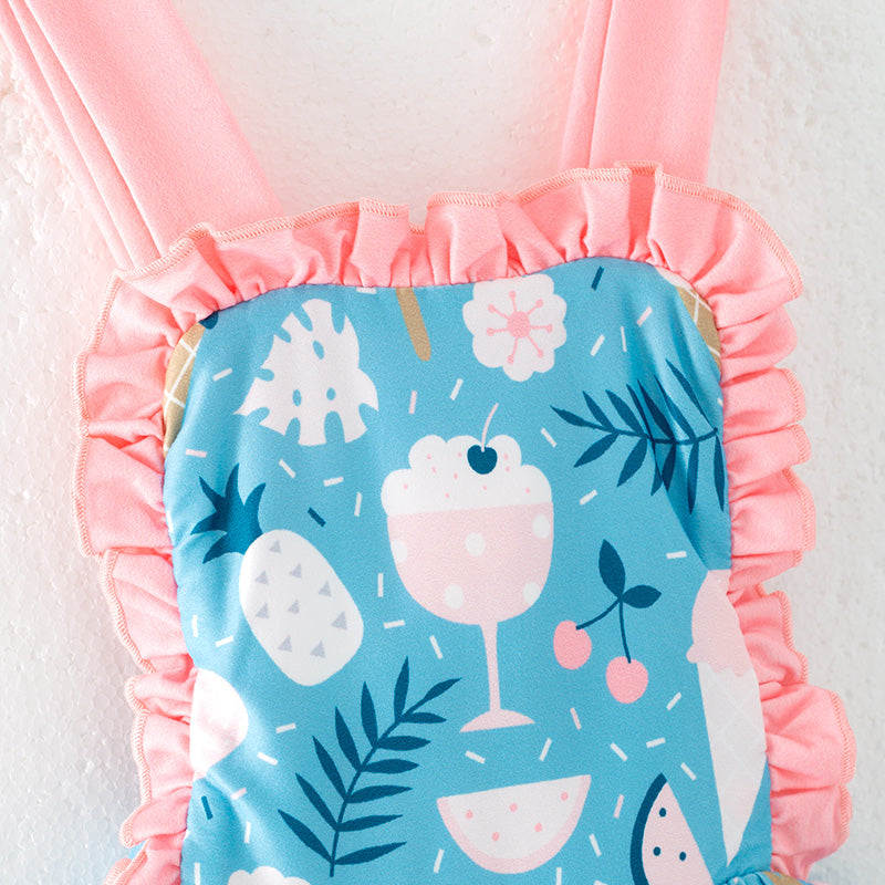 (In Stock)Girls Spring and Summer Ice Cream Print Slip Dress
