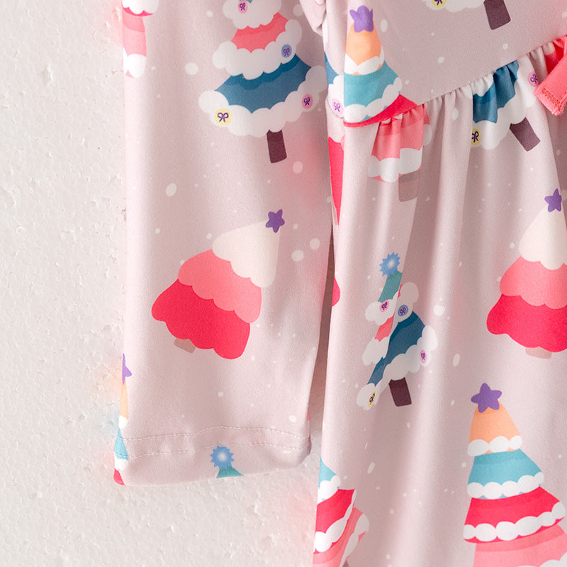 (In Stock L8-2-3)Girls Christmas Print Dress