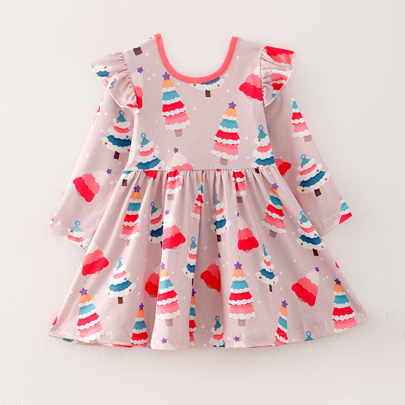 (In Stock L8-2-3)Girls Christmas Print Dress