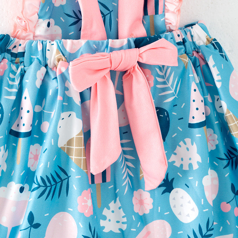 (In Stock)Girls Spring and Summer Ice Cream Print Slip Dress