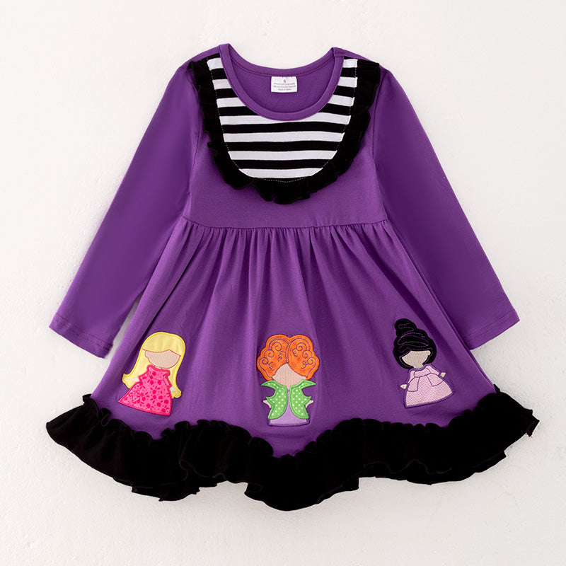 (In Stock E31-1-2)Girls Halloween Applique Cotton Dress