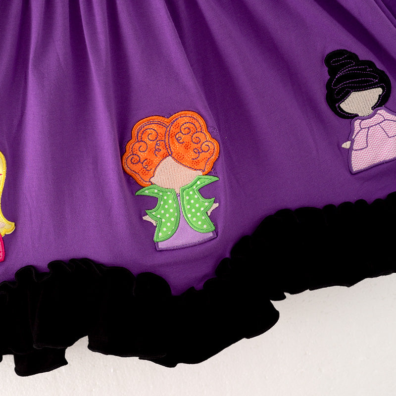 (In Stock E31-1-2)Girls Halloween Applique Cotton Dress