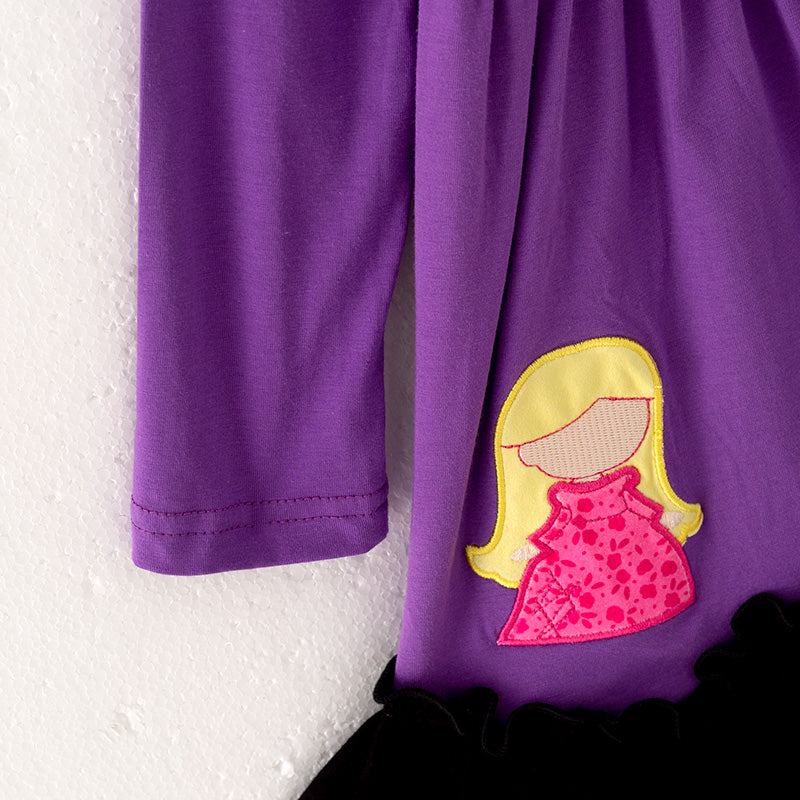 (In Stock E31-1-2)Girls Halloween Applique Cotton Dress