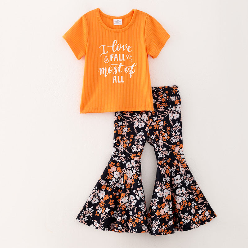 (In Stock E6-2-3)Girls I LOVE Fall Print Outfit Set