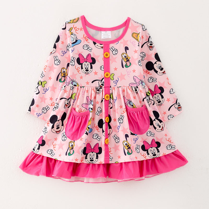 (In Stock A4-2-1)Girls Fall Cartoon Print Dress