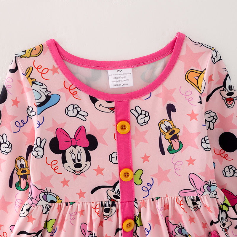 (In Stock A4-2-1)Girls Fall Cartoon Print Dress
