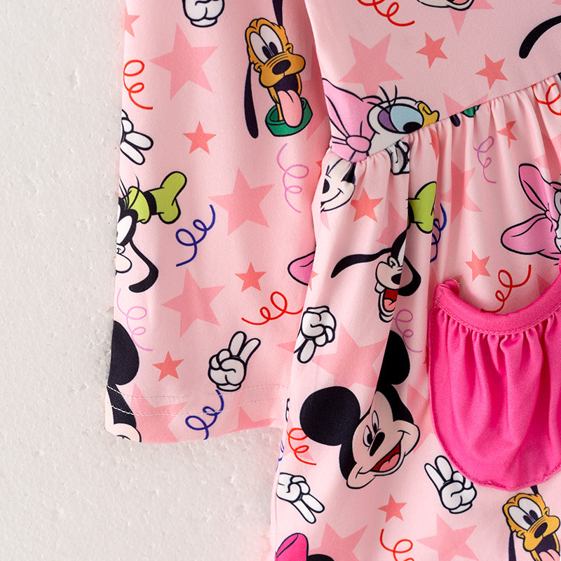 (In Stock A4-2-1)Girls Fall Cartoon Print Dress