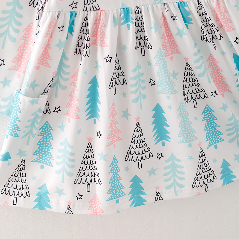 (In Stock L8-3-2)Girls Christmas Print Dress