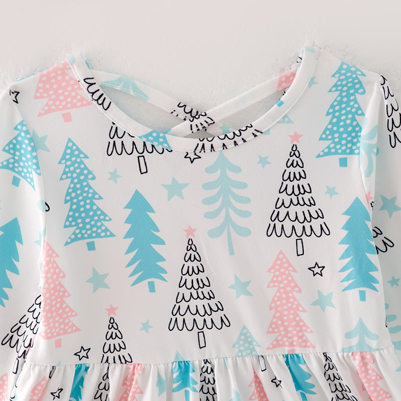 (In Stock L8-3-2)Girls Christmas Print Dress