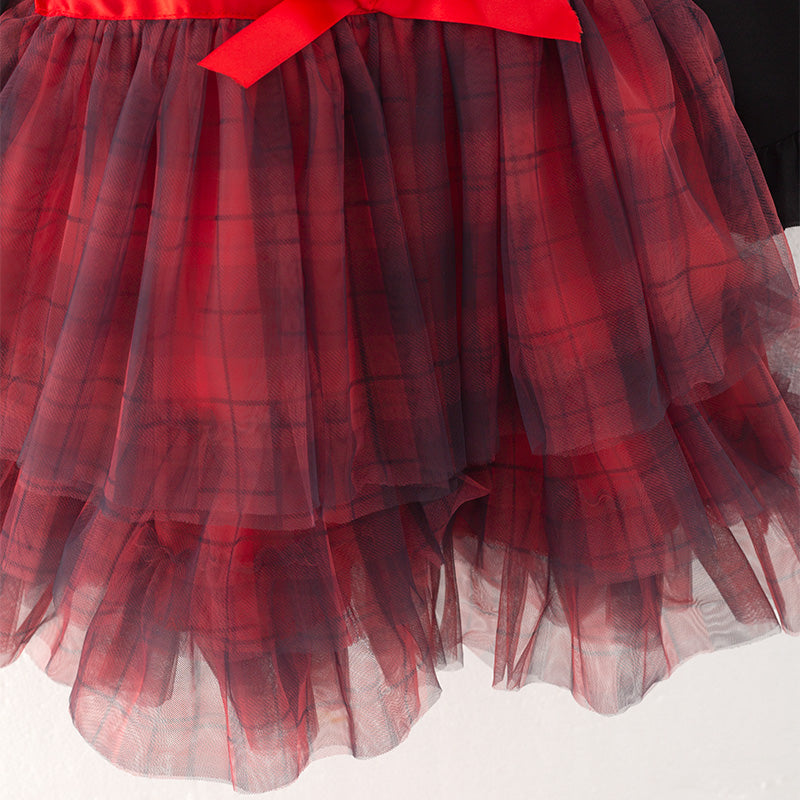 (In Stock A4-7-2)Girls Christmas Print Tulle Dress