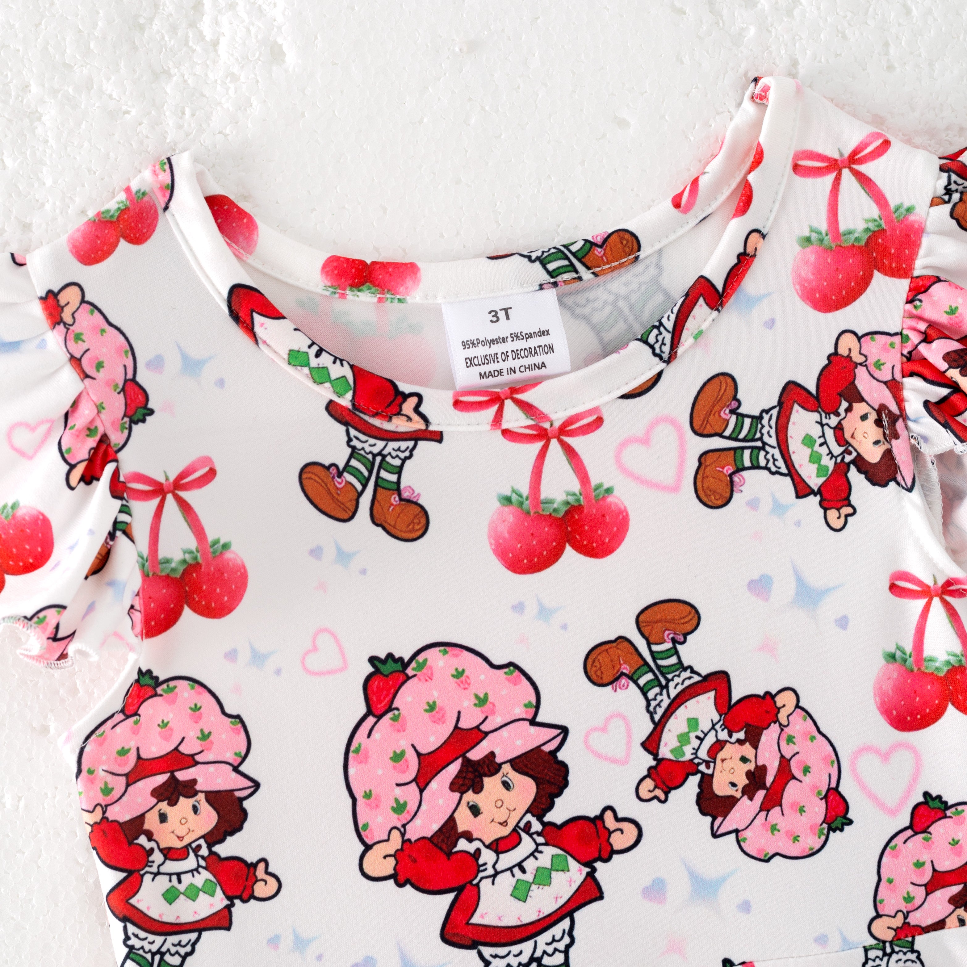 (Pre Order)Girls Spring and Summer Strawberry Print Flying Sleeves Dress
