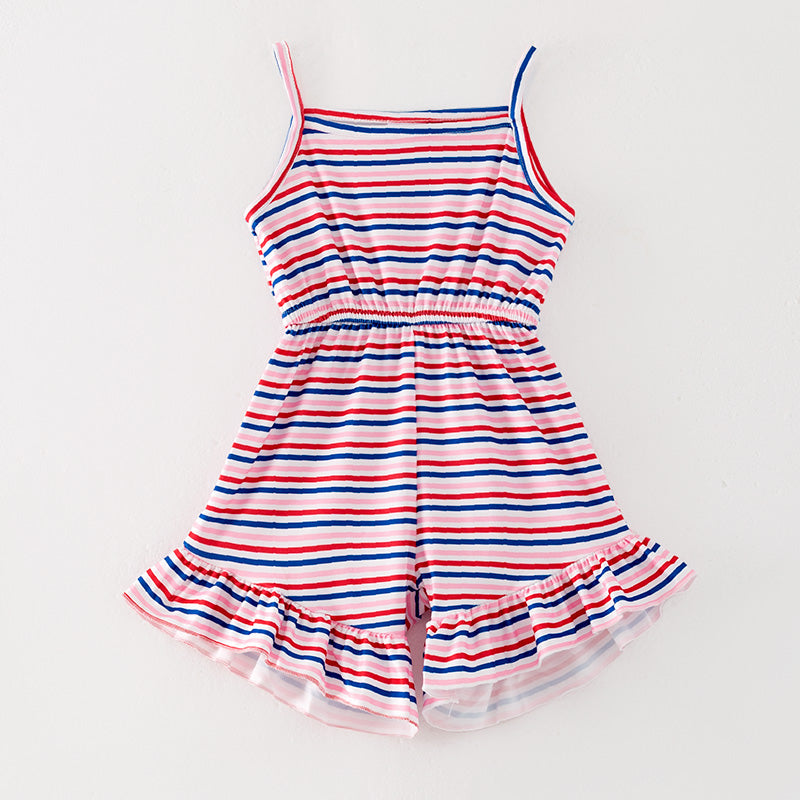 (In Stock)Girls Patriotic Print Jumpsuit 3 Pcs