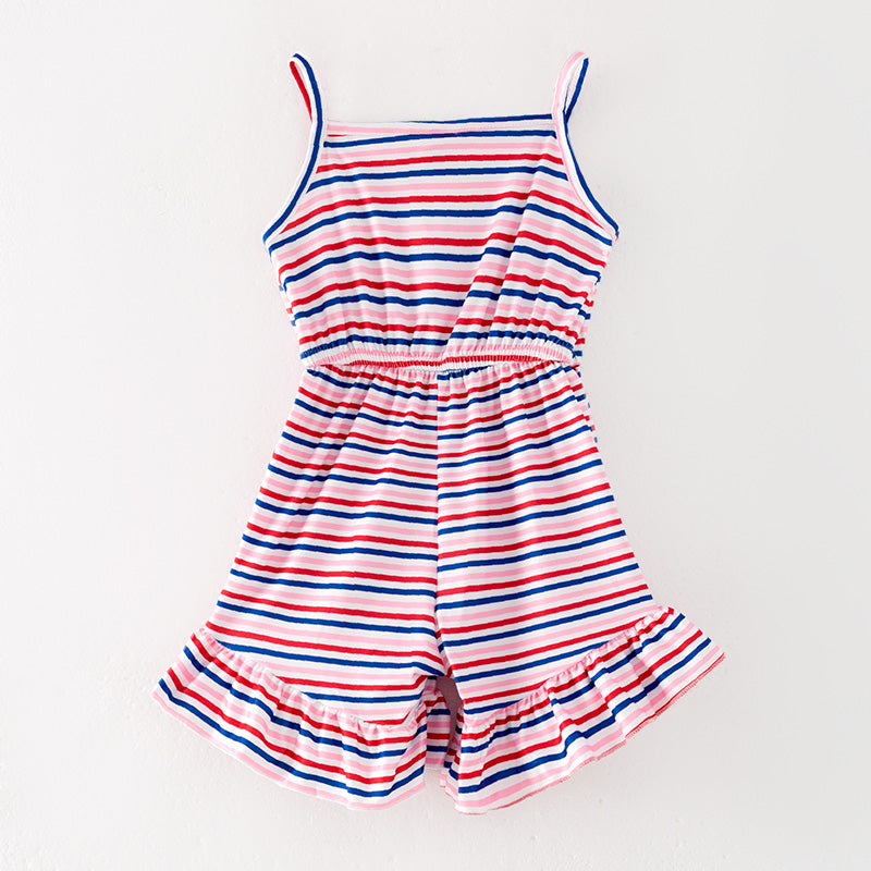 (In Stock)Girls Patriotic Print Jumpsuit 3 Pcs