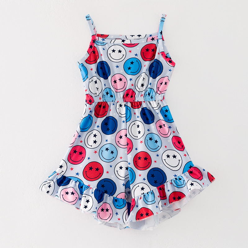 (In Stock)Girls Patriotic Print Jumpsuit 3 Pcs