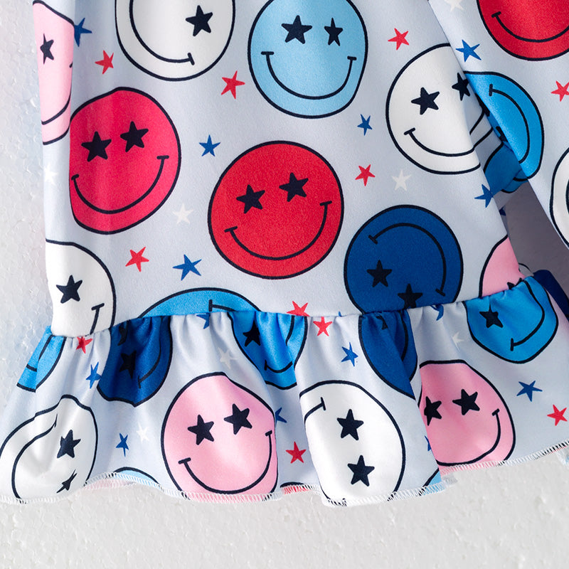 (In Stock)Girls Patriotic Print Jumpsuit 3 Pcs